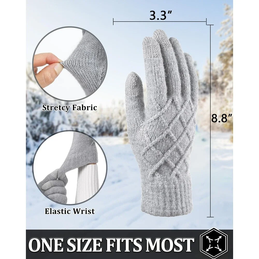 REACH Women's Thermal Knit Touchscreen Gloves 2 Pairs One Size - NWOT